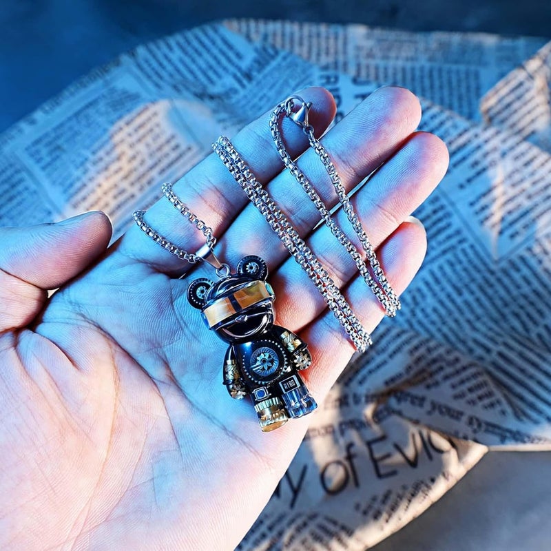 Fynvrona Unique Bear Necklace - Handcrafted Original Design Pendant - Perfect Steampunk Jewelry Gift for Men & Women in Elegant Box - Image 5